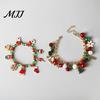 Sparkling Stocking Wrist Accessory Christmas Charm Bracelet for Women, Santa Claus Snowman Bell Glove Holiday Photo Prop Tree Snowflake Pendant
