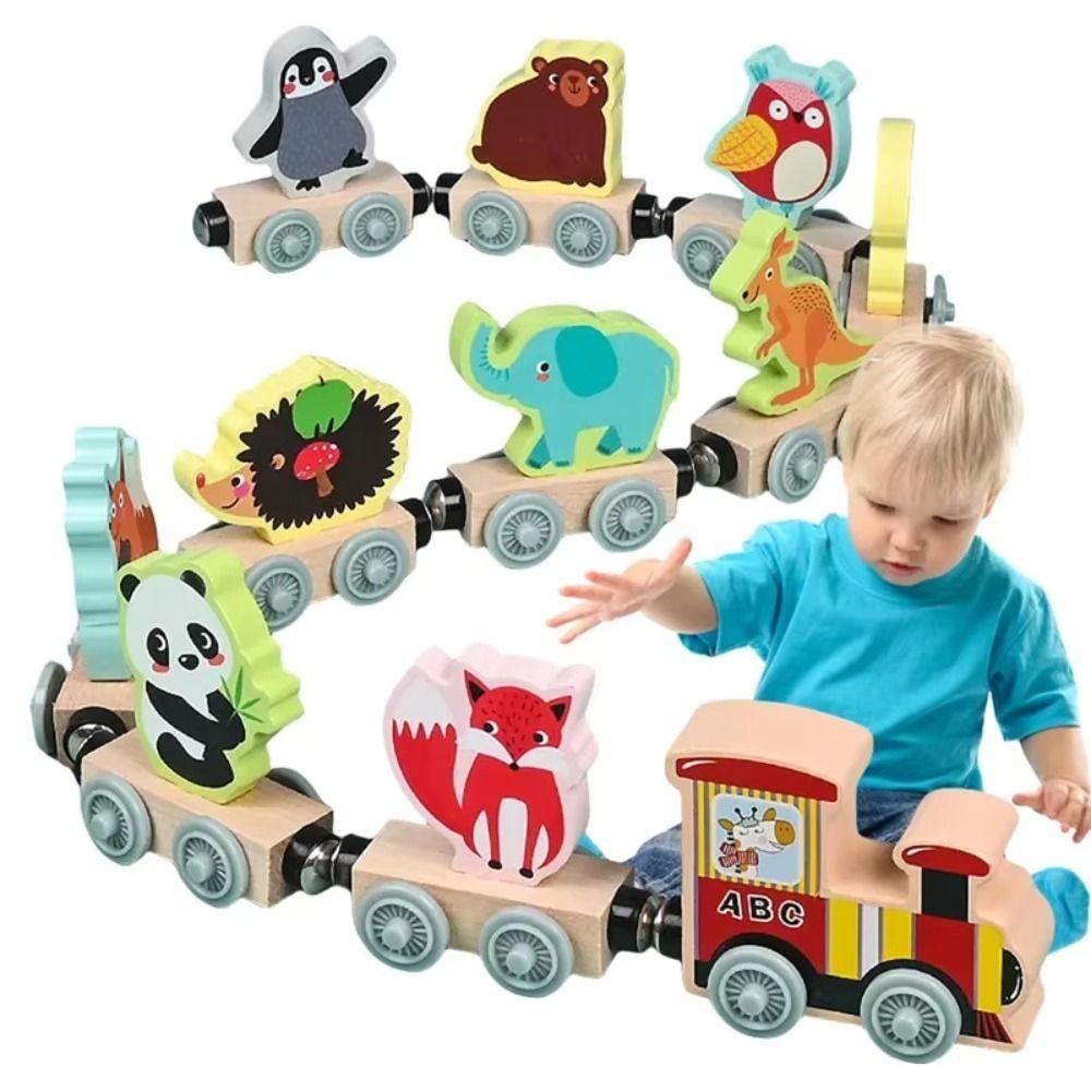 Transportation Train Wooden Toy Educational Wooden Magnetic Train Magnetic Train Toys  For Toddlers
