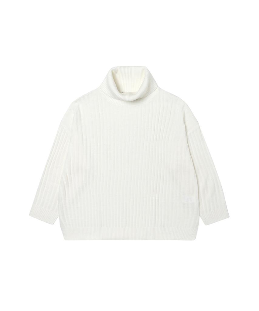 ADHOC Women'S Ribbed Turtleneck Sweater (White)