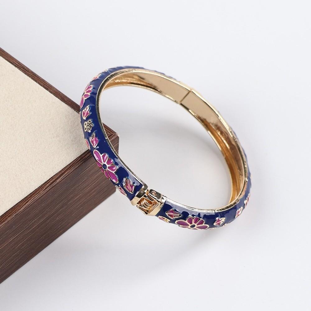 Enamel Vintage Cloisonne Bangle Colorful Women's Hand Bracelet Fashion Flower Bangle  Girls