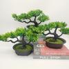 New Green Artificial Bonsai Tree Simulated Greeting Pine Artificial Faux Plants Black Fake Potted Plant Living Room Ornaments