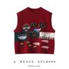 Spring & Autumn Hand-Knitted Sleeveless Cashmere Jacquard Vest - Retro Round Neck, Loose Fit