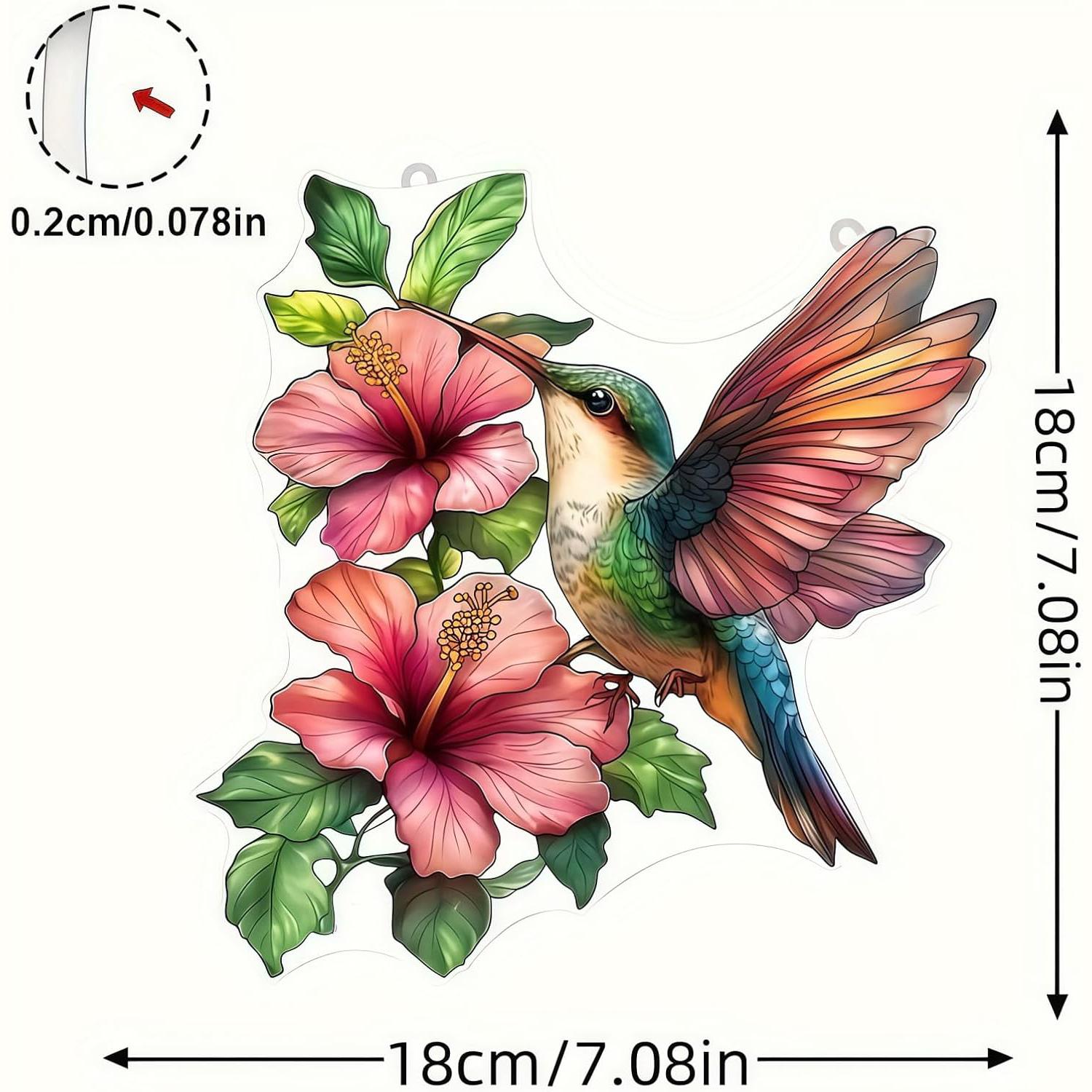 Акриловый подвесной садовый ловец солнца Робин на ветке украшение для улицы птица цветок 1