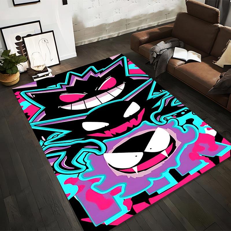 

Colorful Cartoon Style Rug with Bold Graffiti Monster Design Artwork Suitable for use as an anti-slip for living room bedroom sofas 40x60cm( 15x23in )