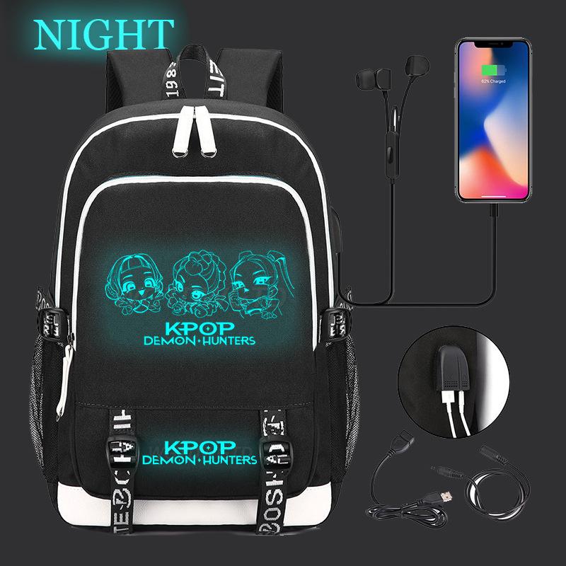 Witch Hunters Peripheral Casual Luminous Backpack Multifunctional with USB School Bag Large Capacity