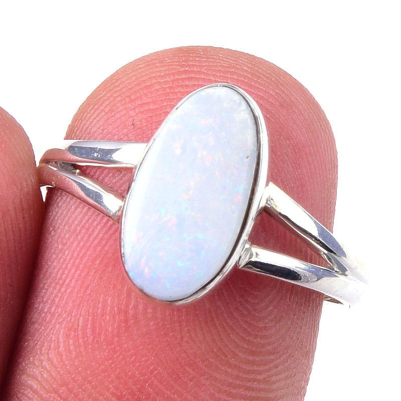 

Кольцо из стерлингового серебра 925 пробы с натуральным австралийским опалом S.7 u7Y10