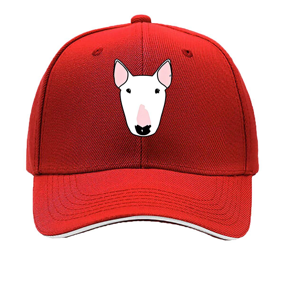 Daisy the Bull Terrier Baseball Cap Vintage Style Black with Pink White Dog Face Design Sandwich Baseball Cap One Size