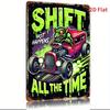 Vintage Hot Rod Cartoon Mouse Metal Tin Sign  Shift Happens Retro Wall Art Rustic Iron Decor for Home Bar Cafe Garage