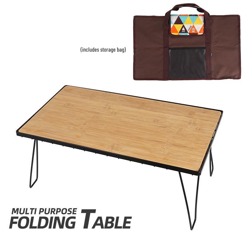 Draagbare Bamboe Eettafel met Gaasrek voor Kamperen & BBQ