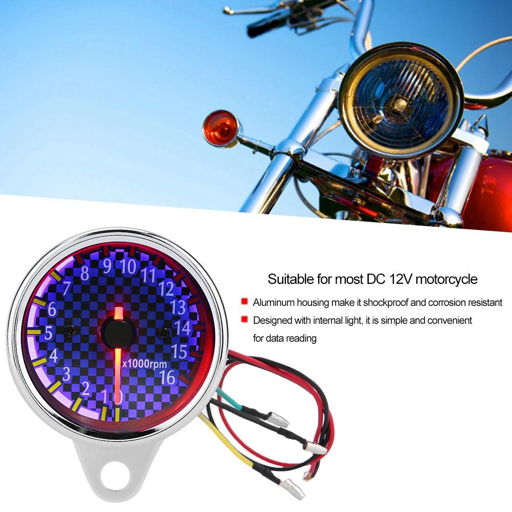 DC 12V Universal Motocicletă LED Display Turometru Electronic Tahometru Ceas 16000rpm