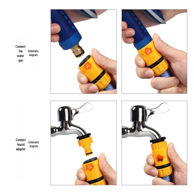 ABS 4-Point Quick Connector for Garden Hose and Car Wash, 1/2" Size