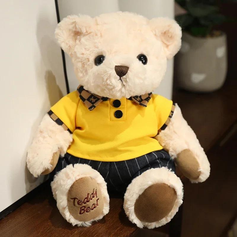 High Quality Soft Teddy Bear Plush Toys Tie Bear Doll T-shirt Paul Teddy Bear  Cute Pillow Animal Cushion Children Birthday Gift