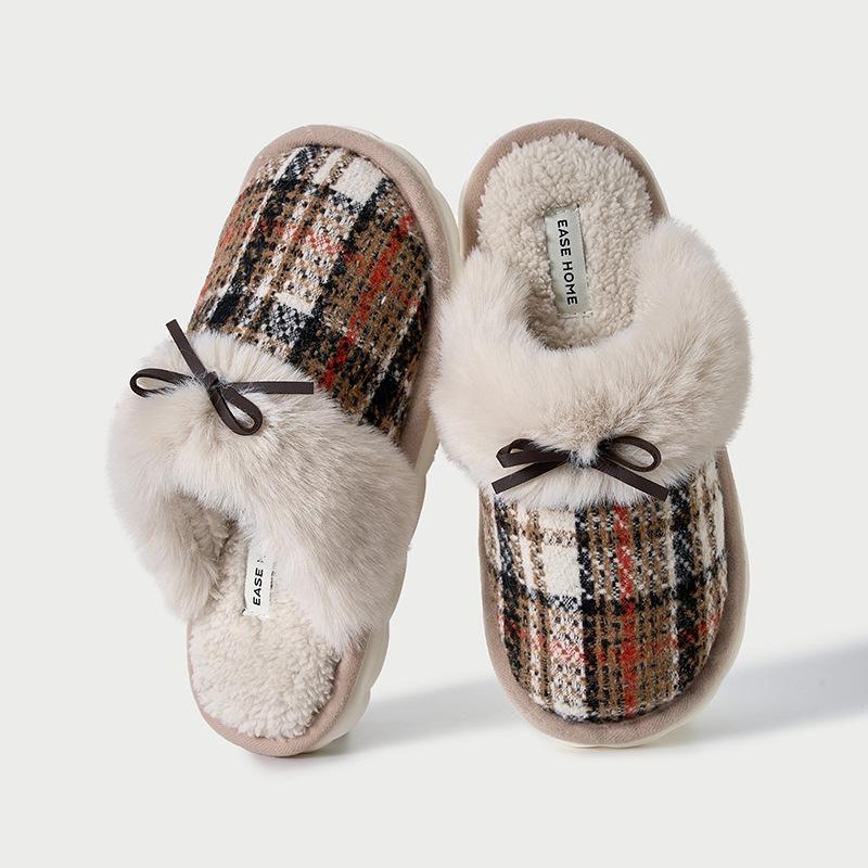 Premium Fashion Cotton Slippers 2025 Autumn and Winter New Indoor Home Non-slip Warm Fluffy Slippers Half-drag Cotton Shoes