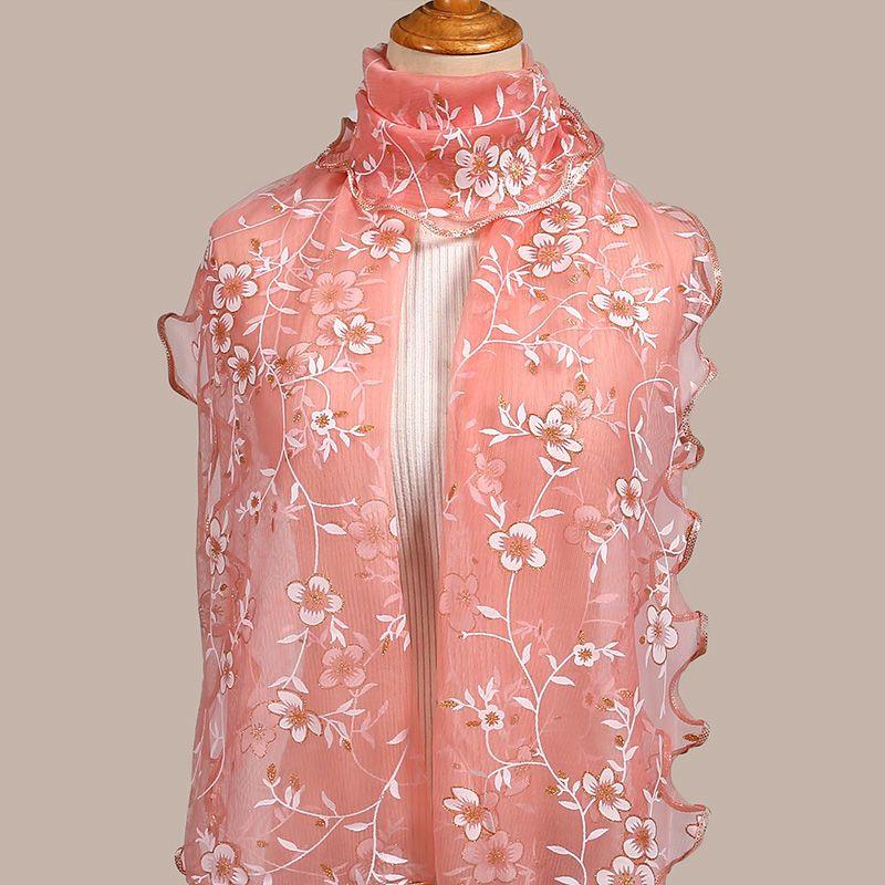 Bohemianischer geprägter Blumendruck Türkis & Weiß Schal Stola für Damen | Leicht Atmungsaktiv Winddicht | Maschinenwaschbar