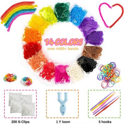 600pcs /pack Loom Rubber Band Refill Kit In 14 Colors Bracelet Making Kit for Kids Weaving DIY Crafting Gift with Toys