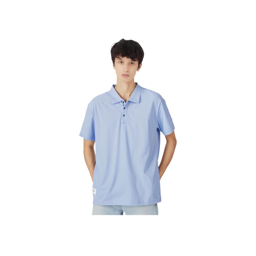 Li Ning Logo Print Short Sleeve Polo Shirt Men Polo Shirts Moon-White APLT019-6