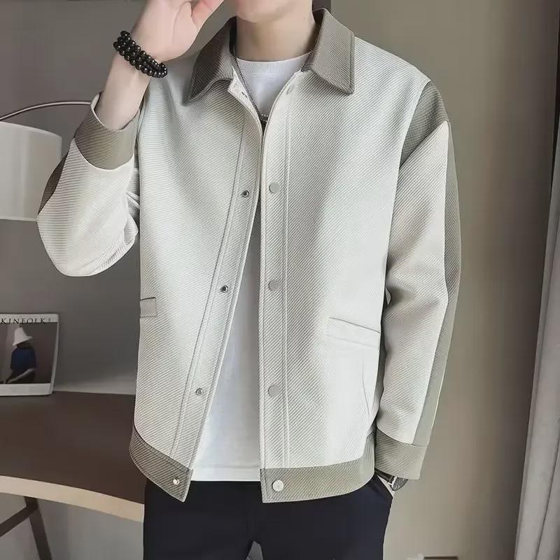 2023 Men's Trendy Color-Block Striped Jackets: Stylish Spring/Autumn Coats