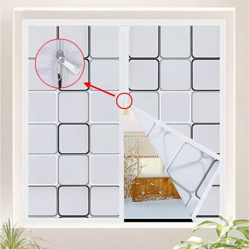 

Window Insulation Film Winter Indoor Windproof Warm Self-Adhesive Energy Saving Crystal Translucency Soft Glass Shrink Heat Film 50x50cm&Velcro