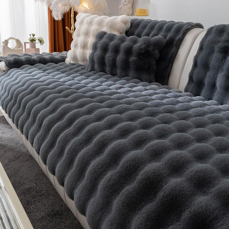 Sofakissen Winter Plüsch Verdicktes Warmes Rutschfestes Kissen Neue Pelzige Sofabezug Bezug Tuch