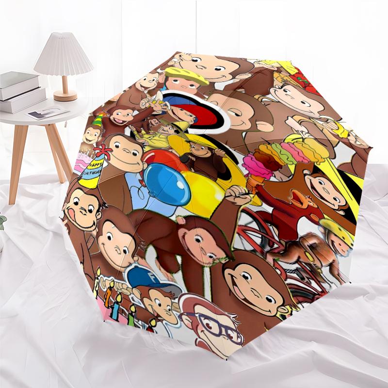 1pc Curious George Umbrella, Sun Protection, And UV Shielding. It Has Eight Sturdy Ribs for Outdoor Use And Perfect Gift