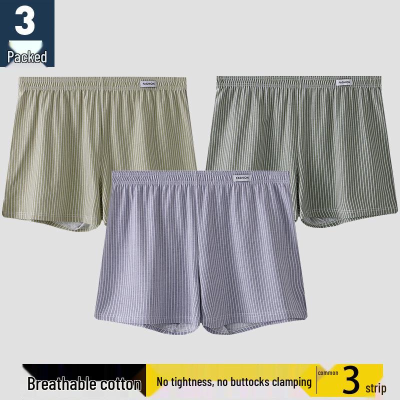 Herre Bomull Pustende Stripete Boksershorts - Løs Passform, Pluss Størrelse Sportsundertøy