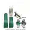 20mm 21mm Cinturino in Gomma con Maglie Metalliche e Attacco Curvo per Rolex Submariner DAYTONA Yacht-Master GMT Braccialetti in Silicone