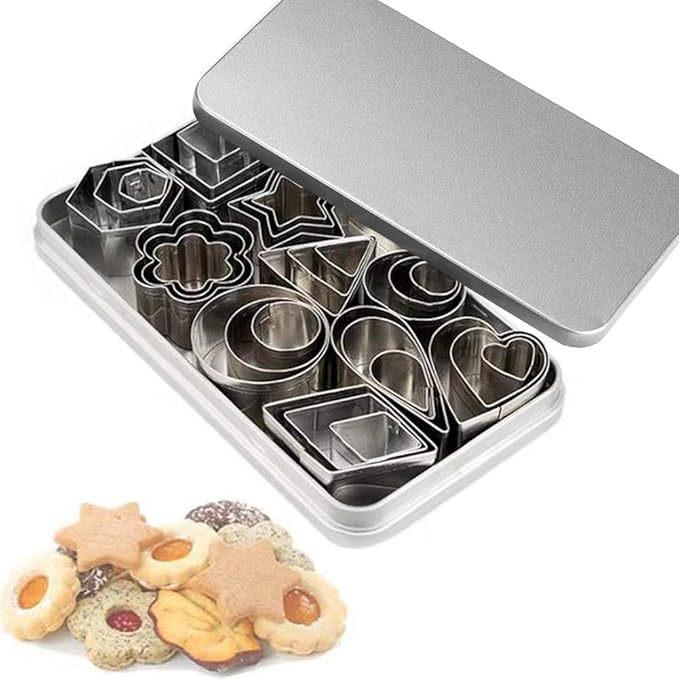 30-Piece Stainless Steel Cookie Cutter Set - Heart, Star, Flower Molds for DIY Baking