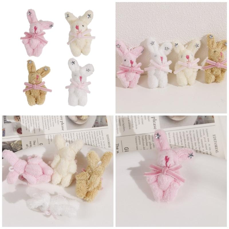 Adorable Rabbit Doll Pendant Accessory Star and Love Heart Pattern Pendant Charm Ornament Perfect for Keychains and Bags