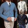 Spring and Autumn Knitted Cardigan Men's Casual V-neck Button Sweater Solid Color Jacket Men
