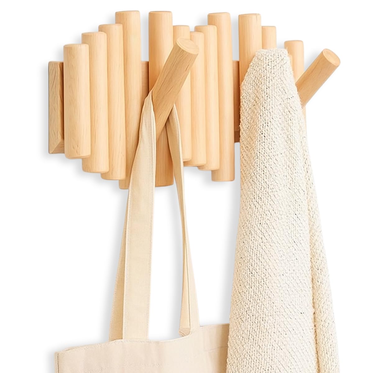 SALUDABLE Деревянная настенная вешалка для пальто и стильное интерьерное хранение, 5 крючков, для шляп, (Натуральный, Крючки)