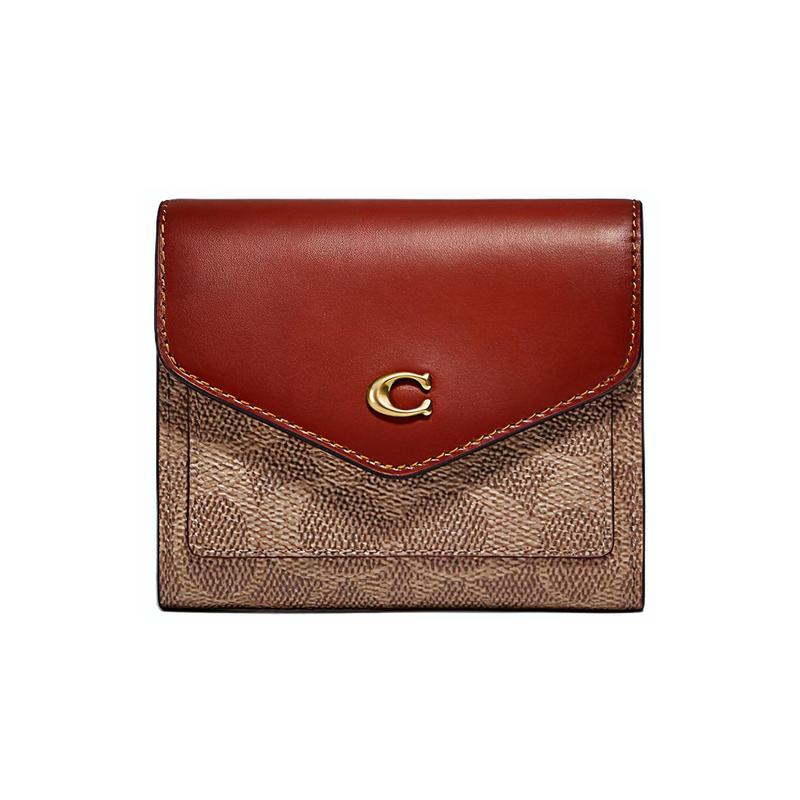 

COACH Wyn 11 Color Blocked Cowhide Wallet Small Women s Red Brown коричневий