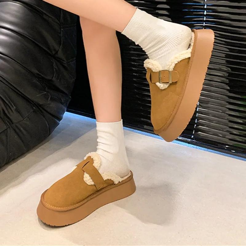2024 New Style Ladies Plush Slipper Classic Winter Warm Indoor Cotton Slipper Comfortable Open Heel High Quality Casual Slippers