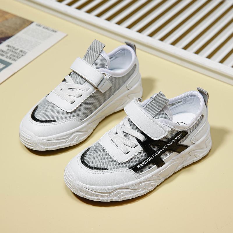 Warrior Fashion Simple Trendy Versatile Non-Slip Wear-Resistant Breathable Lightweight Casual Shoes Kids Sneaker White Gray WZTH-079112