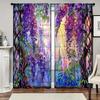 2 pieces of Wisteria flower printed curtains, pole bag curtains 30*65, bedroom and living room, room decoration, home decoration