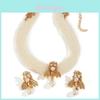 Pearl Animal Jewelry Set With Gold Small Bee Pendant And Earrings For Women