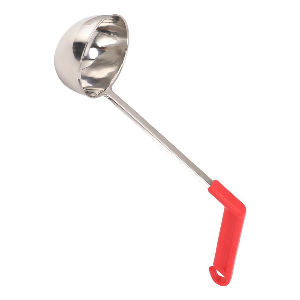 Suppeskje Rustfritt Stål Anti-skold Multifunksjonell Buet Håndtak Kjøkkenskje for Hjemmekoking