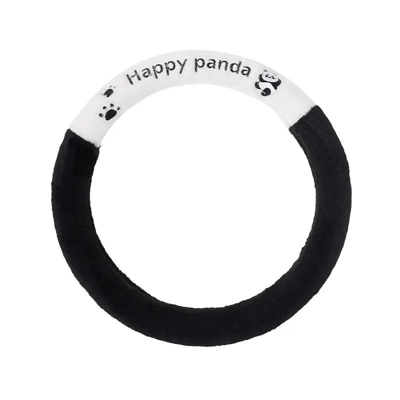 

Winter Cartoon Car Steering Wheel Cover, Cute Plush Comfortable Car Handle Cover, Simple Patchwork Car Handle Cover Rabbit Fur Panda Steering Wheel Cover - 38cm