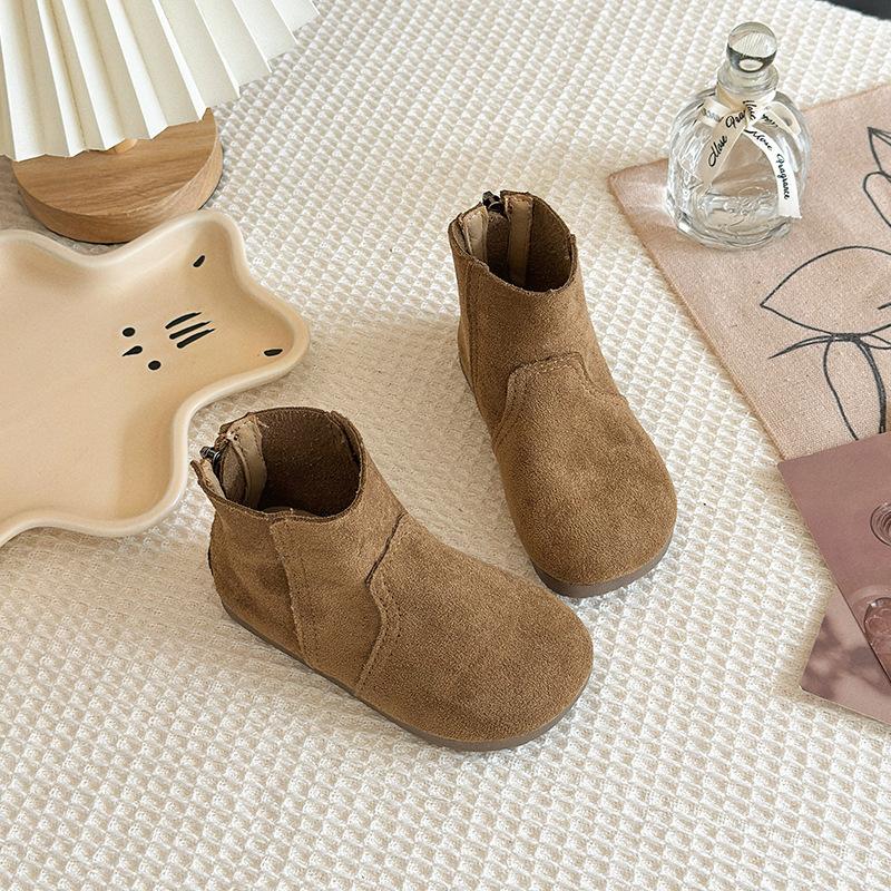 2025Autumn Winter Baby Boys Girls Boots Oxford Suede Children Casual Shoes Outdoor Anti-slip Infant Shoes Plush Kids Ankle Boots