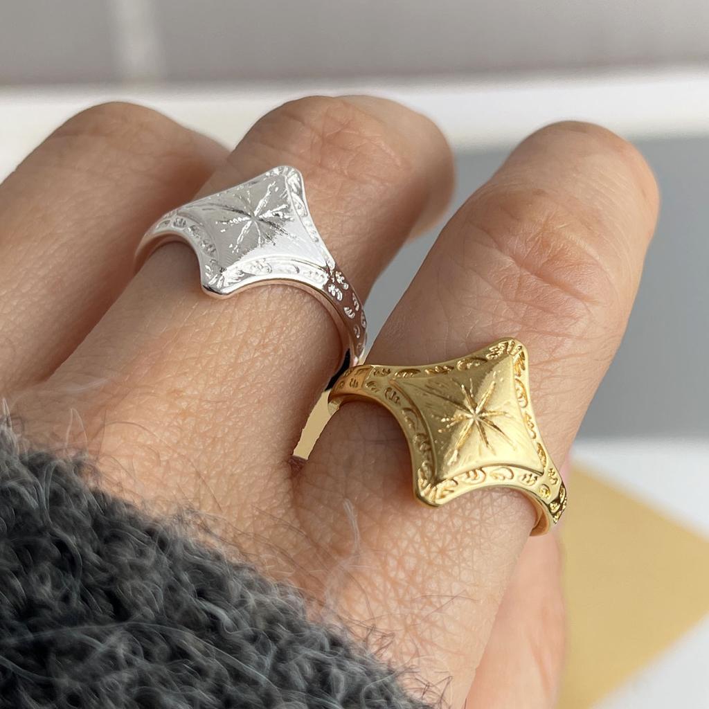 925 Sterling Silver Rings for Women Couple Minimalist Handmade Simple Gold Star Ring Fine Jewelry Gift Prevent Allergy