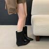 Boots women's winter new wedge heel retro trousers knight simple niche wedge heel short boots women