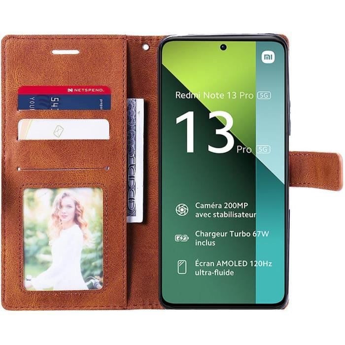 Coque - Xiaomi - Redmi Note 13 Pro 5G - Antichoc - Effet Cuir - Poche à Cartes