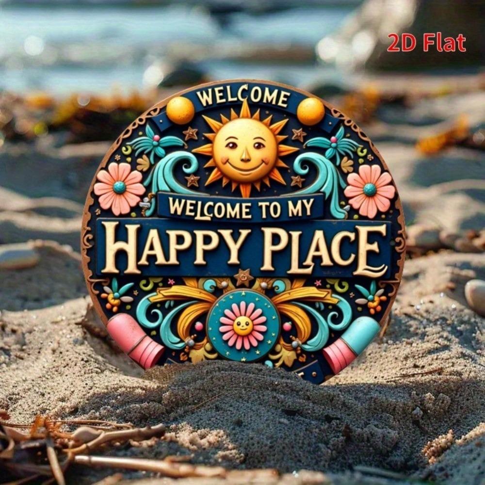 Vintage Welcome Sign Round Iron Wall Art for Patio Garage Door Decoration Halloween Home Decor