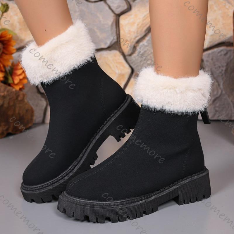 Fashion Comemore 2025 Winter New Comfortable Snow Boots Warm Cotton Back Zipper Shoes for Women Casual Thick Bottom Female Short Botines