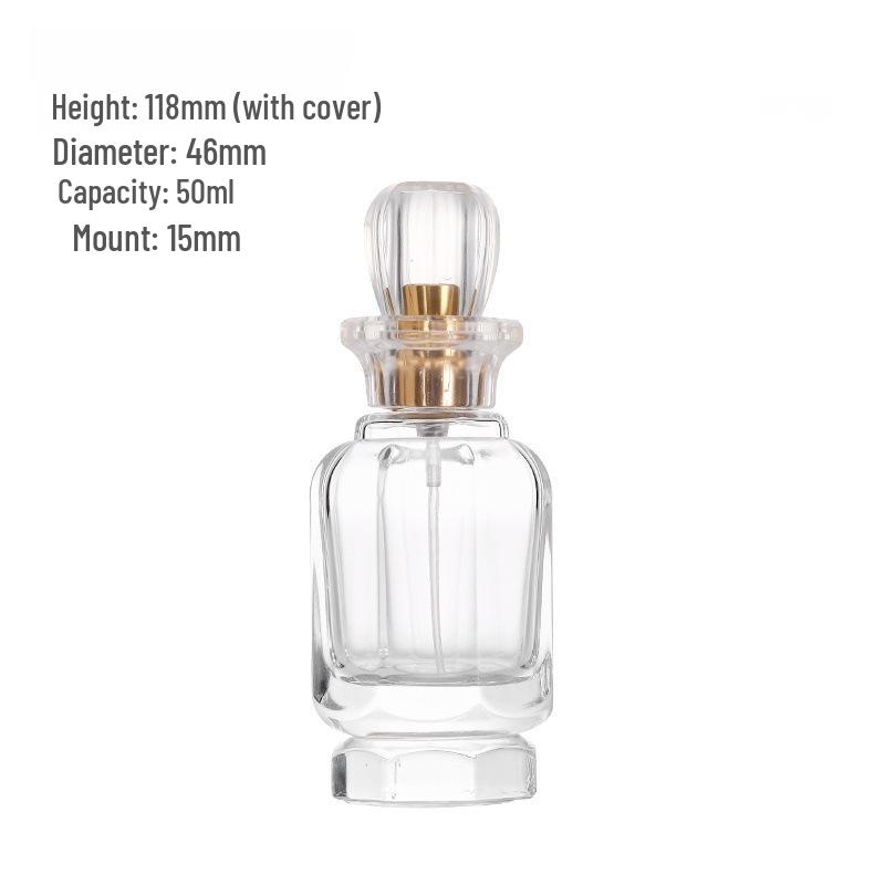 50ml Pagoda Shaped Glass Perfume Spray Bottle - Transparent & Refillable