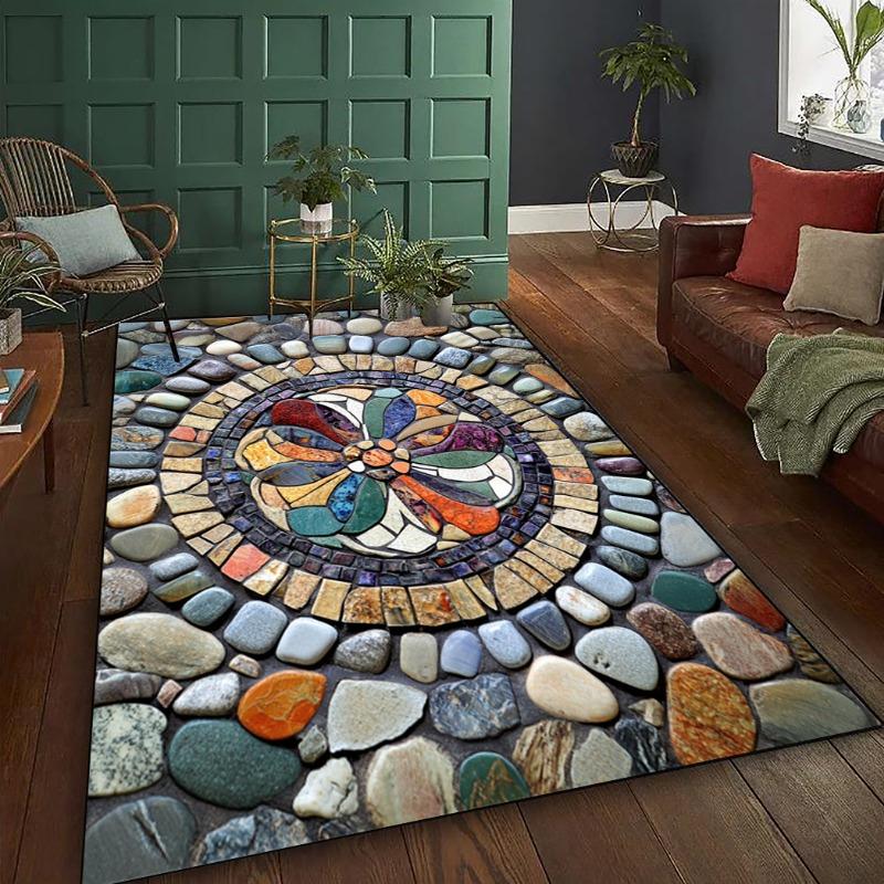Colored Pebble Area Carpet Floor Mat Suitable for Living Room Dining Room Bedroom Office Patio Outdoor Carpet Home Decoration
