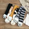3 pairs of cute furry cat paws, cat paw footprints, women's thick coral fleece home warming floor sleeping socks