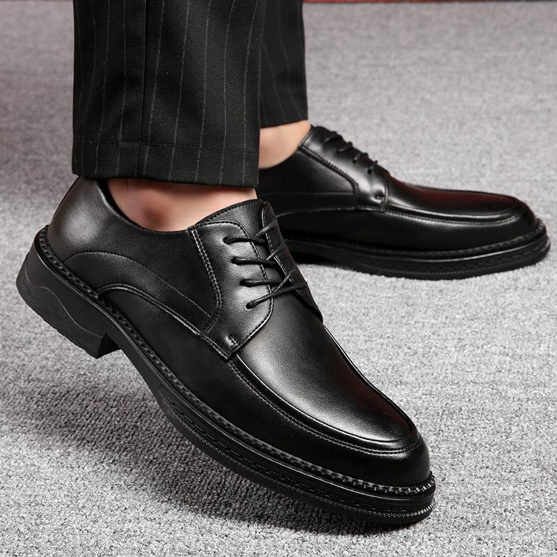 Herren Oxfords Schuhe zum Schnüren Atmungsaktive Lederschuhe Schwarz Weiches Leder Weiche Unterseite Frühling Herbst Mann Herren Business Formelle Schuhe