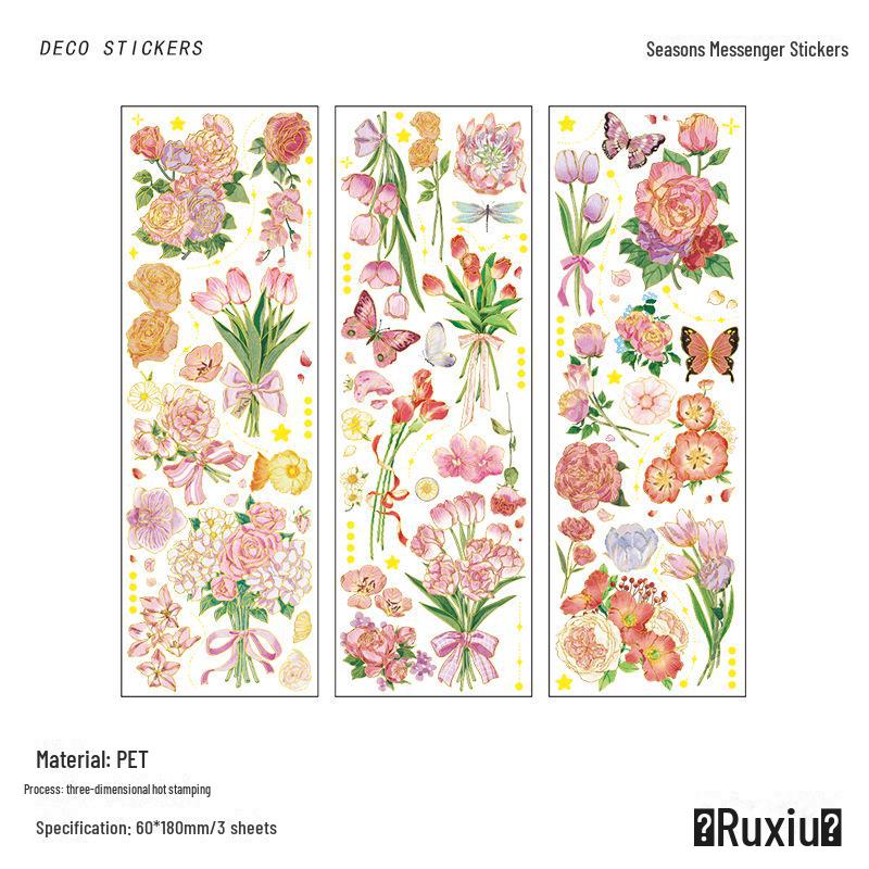 

Наклейка Infeel.Me с золотым тиснением: Четыре сезона ретро-цветов для коллажа своими руками