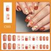 24pcs Cute Ghost&Pumpkin Halloween Press-On Nails-Glossy Short Square Fake Nails with Festive Designs False Nail for Women/Girls