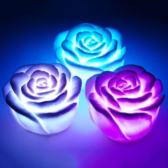 7 Farben Rose Blume LED Nachtlicht Schlafzimmer Geschenk Romantische kleine Nachtlampe